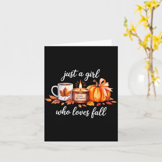 Just A Girl Who Loves Fall Pumpkin Cozy Autumn Karte (Gelbe Blume)