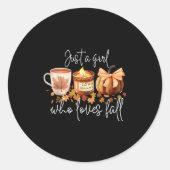 Just A Girl Who Loves Fall Pumpkin Cozy Autumn Runder Aufkleber (Vorderseite)