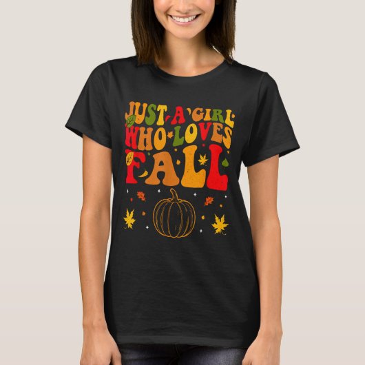 Just A Girl Who Loves Fall Pumpkin Cozy Autumn T-Shirt (Vorderseite)