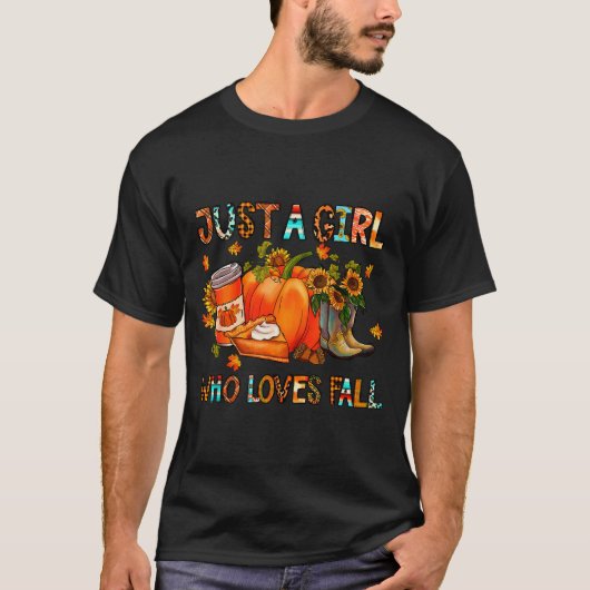 Just A Girl Who Loves Fall Pumpkin Cozy Thanksgivi T-Shirt (Vorderseite)
