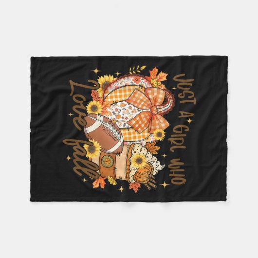 Just A Girl Who Loves Fall Pumpkin Football Cozy A Fleecedecke (Vorderseite (Horizontal))