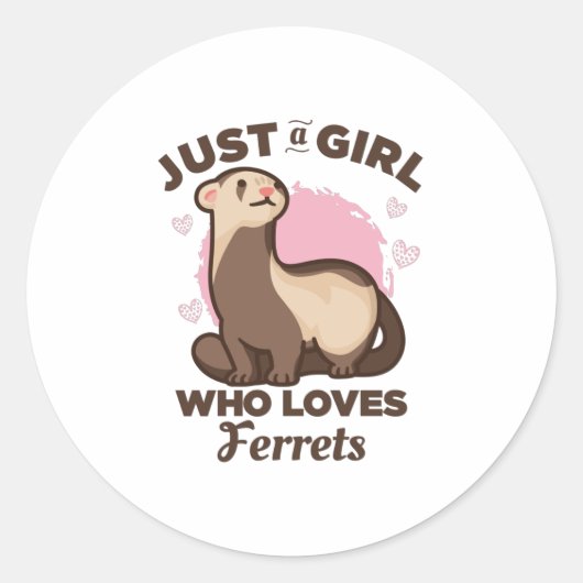 Just a Girl who Loves Ferrets Runder Aufkleber (Vorderseite)