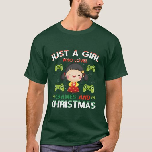 Just A Girl Who Loves Games And Christmas friend v T-Shirt (Vorderseite)