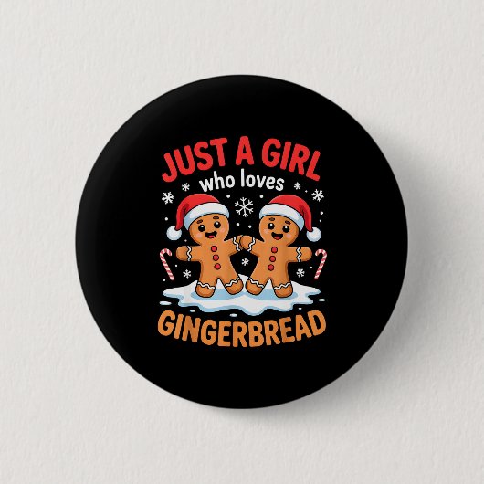 Just A Girl Who Loves Gingerbread Cute Christmas O Button (Vorderseite)