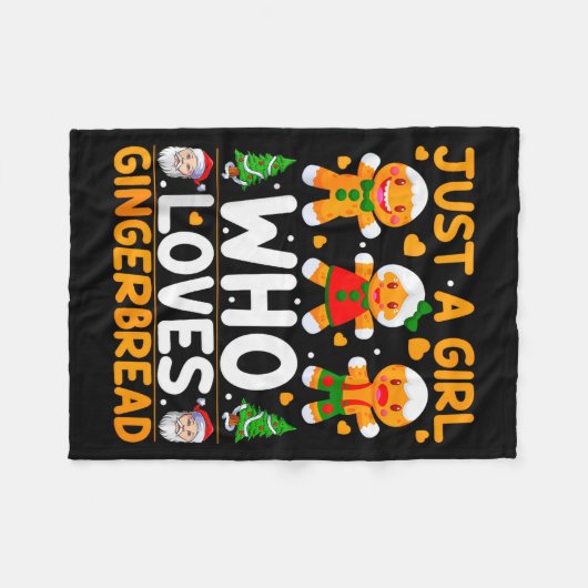 Just A Girl Who Loves Gingerbread Man Christmas Gi Fleecedecke (Vorderseite (Horizontal))