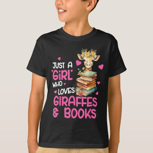 Just A Girl Who Loves Giraffes And Books Cute Read T-Shirt (Vorderseite)