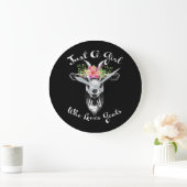 Just a Girl who loves Goats Farmer Women Goat Große Wanduhr (Zuhause)