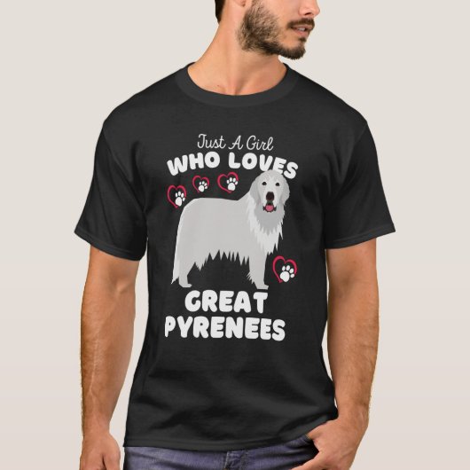 Just A Girl Who Loves Great Pyrenees Cute Dog Kids T-Shirt (Vorderseite)