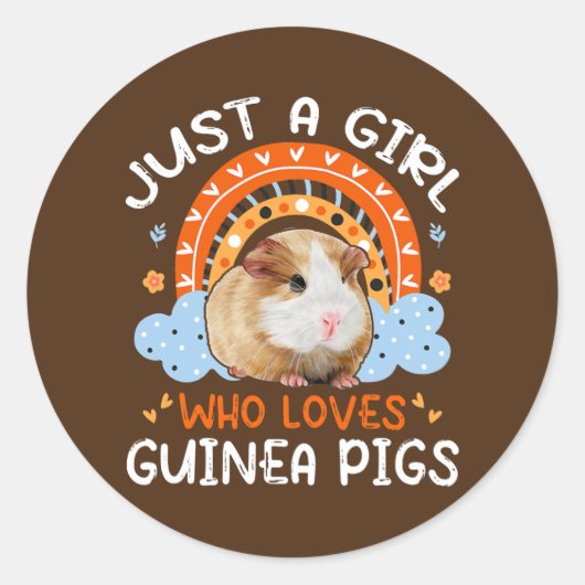 Just A Girl Who Loves Guinea Pigs Cute Flowers Runder Aufkleber (Vorderseite)
