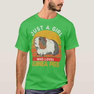 Just A Girl Who Loves Guinea Pigs Lover Wheek Retr T-Shirt