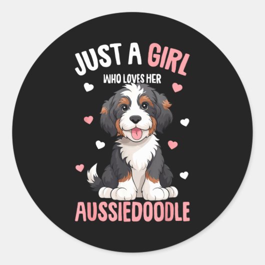 Just A Girl Who Loves Her Aussiedoodle Aussie Dood Runder Aufkleber (Vorderseite)