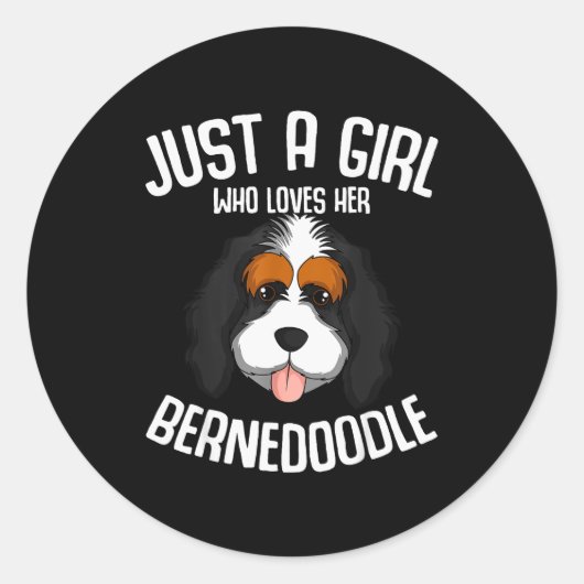 Just A Girl Who Loves Her Bernedoodle Dog Girls Runder Aufkleber (Vorderseite)