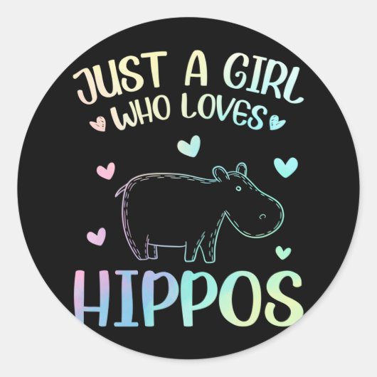 Just A Girl Who Loves Hippos Runder Aufkleber (Vorderseite)