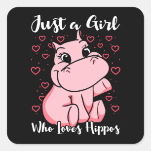 Just a Girl Who Loves Hippos Woman Cute Quadratischer Aufkleber