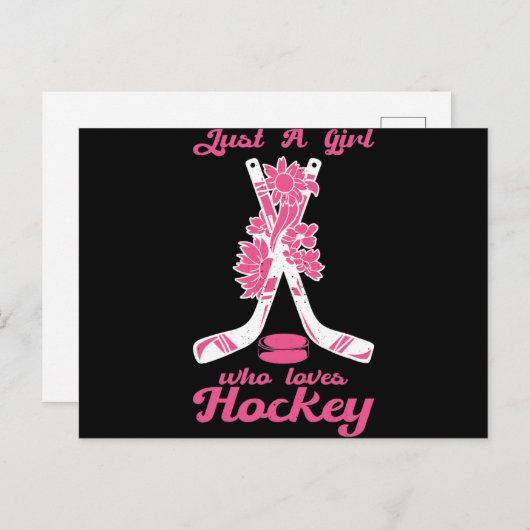 Just A Girl Who Loves Hockey Stick Puck Sport Postkarte (Vorne/Hinten)