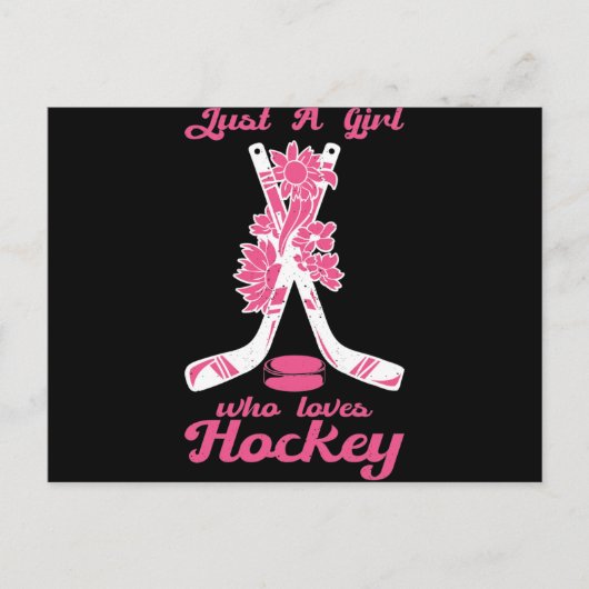 Just A Girl Who Loves Hockey Stick Puck Sport Postkarte (Vorderseite)