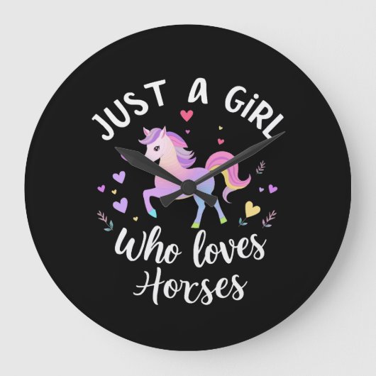 Just A Girl Who Loves Horses Große Wanduhr (Vorderseite)