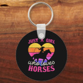 Just A Girl Who Loves Horses Women Cowgirl Animal  Schlüsselanhänger (Vorderseite)
