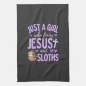 Just A Girl Who Loves Jesus and Sloths Christian C Geschirrtuch (Vertikal)