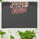 Just A Girl Who Loves Jesus and Sloths T-Shirt Geschirrtuch (Gefaltet)