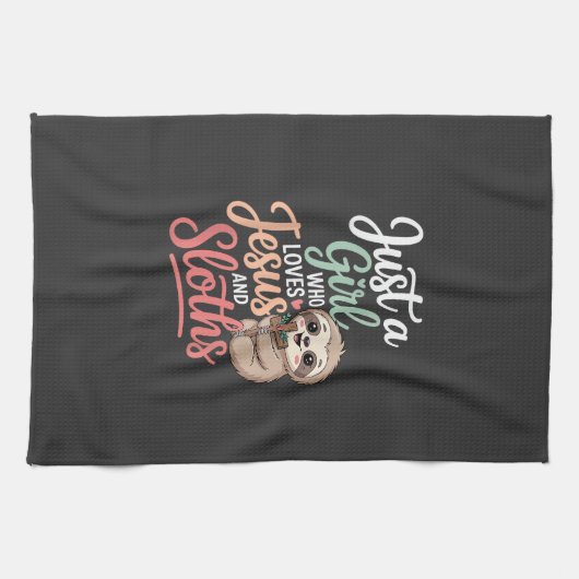 Just A Girl Who Loves Jesus and Sloths T-Shirt Geschirrtuch (Horizontal)