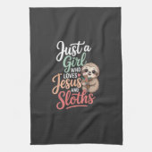 Just A Girl Who Loves Jesus and Sloths T-Shirt Geschirrtuch (Vertikal)