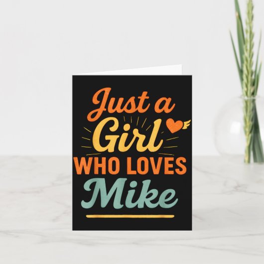 Just A Girl Who Loves Mike Retro Name Design Karte (Vorderseite)