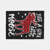 Just A Girl Who Loves Moose Buffalo Plaid Christma Fleecedecke (Vorderseite (Horizontal))
