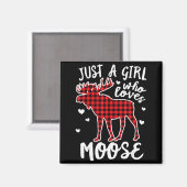 Just A Girl Who Loves Moose Buffalo Plaid Christma Magnet (Vorderseite/Rückseite)