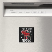 Just A Girl Who Loves Moose Buffalo Plaid Christma Magnet (In Situ (Geschirrspüler))