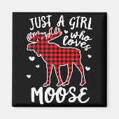 Just A Girl Who Loves Moose Buffalo Plaid Christma Magnet (Vorne)