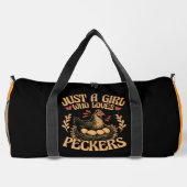 Just a Girl Who Loves Peckers" - Humorous Chicken Duffle Bag (Rückseite)