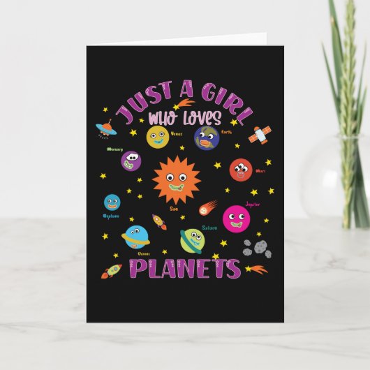 Just A Girl Who Loves Planets Solar System Karte (Vorderseite)
