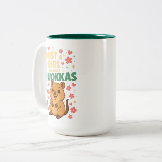 Just a Girl Who Loves Quokkas Cute Smiling Quokka Zweifarbige Tasse (Vorderseite Links)