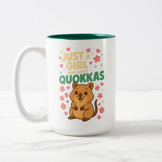 Just a Girl Who Loves Quokkas Cute Smiling Quokka Zweifarbige Tasse (Links)