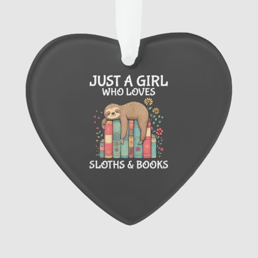Just A Girl Who Loves Sloths and Books Cute Sloth  Ornament (Vorderseite)