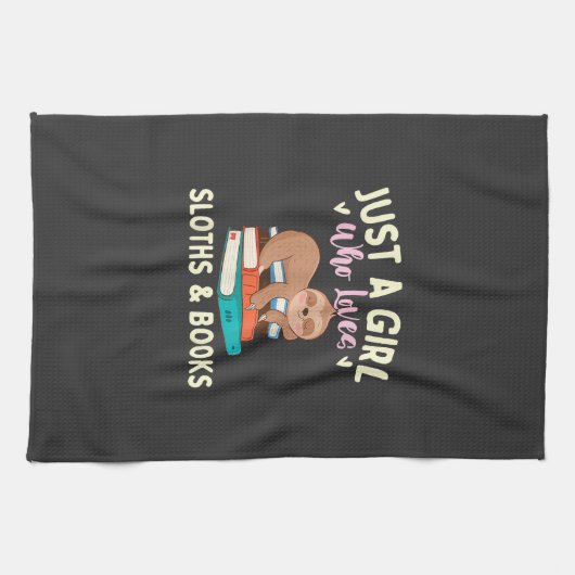 Just A Girl Who Loves Sloths & Books - Bookworm Re Geschirrtuch (Horizontal)