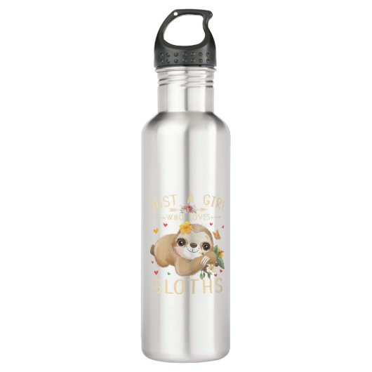 Just A Girl Who Loves Sloths Cute Sloth Lover Girl Edelstahlflasche (Vorderseite)