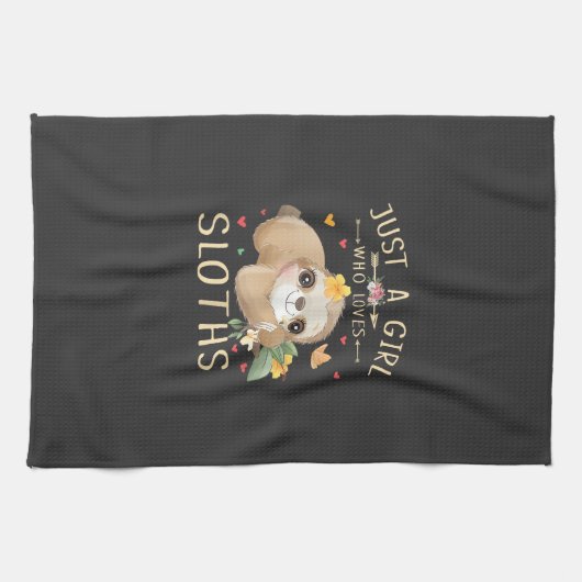 Just A Girl Who Loves Sloths Cute Sloth Lover Girl Geschirrtuch (Horizontal)