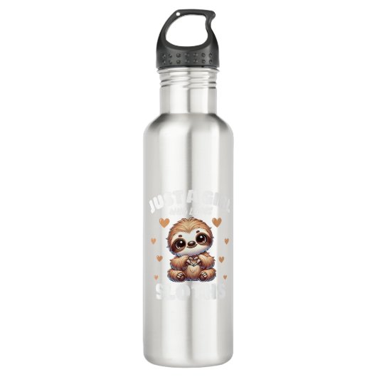 Just A Girl Who Loves Sloths, Cute Sloth Lovers T- Edelstahlflasche (Vorderseite)