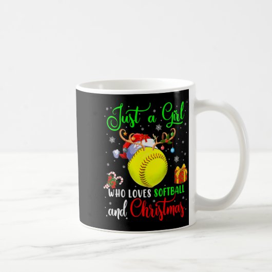 Just A Girl Who Loves Softball And Christmas Santa Kaffeetasse (Rechts)