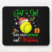 Just A Girl Who Loves Softball And Christmas Santa Mousepad (Vorne)