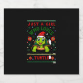 Just A Girl Who Loves Turtle Matching Christmas Pa Schaumweinetikett (Einzelnes Label)