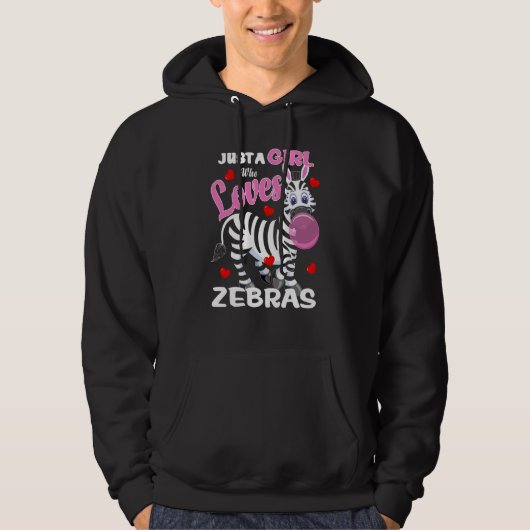 Just A Girl Zebra Fun Zoo Cute Zebra Bubble Gum Hoodie (Vorderseite)