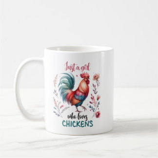 "Just a Girls Who Lieben Chickens" Grünes Bauernha Kaffeetasse