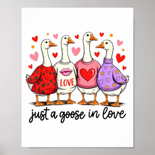 Just A Goose In Love Cute Valentine Coquette Bow G Poster (Vorne)