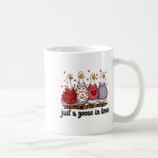 Just A Goose In Love Valentine Funny Goose Men Wom Kaffeetasse (Rechts)