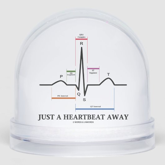 Just A Heartbeat Away Electrocardiogram EKG Humor Schneekugeln (Vorderseite)