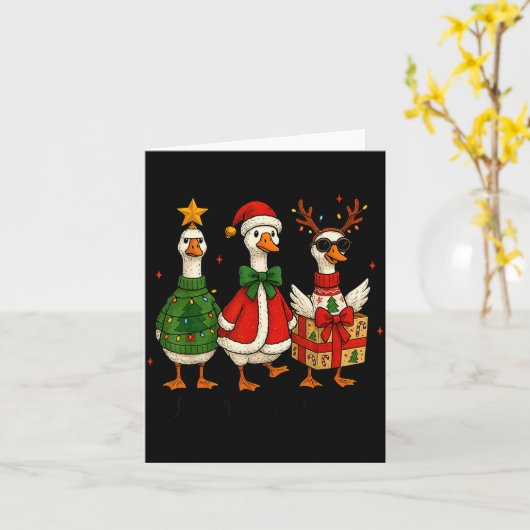 Just A Jolly Cute Goose Santa Merry Goosemas Chris Karte (Gelbe Blume)