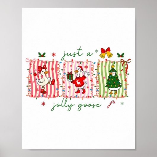 Just A Jolly Goose Christmas Lights Ne Bow Coquett Poster (Vorne)